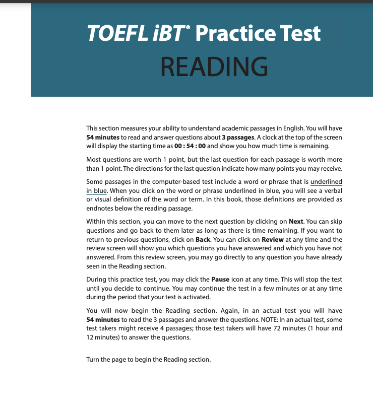 TOEFL Button Reading