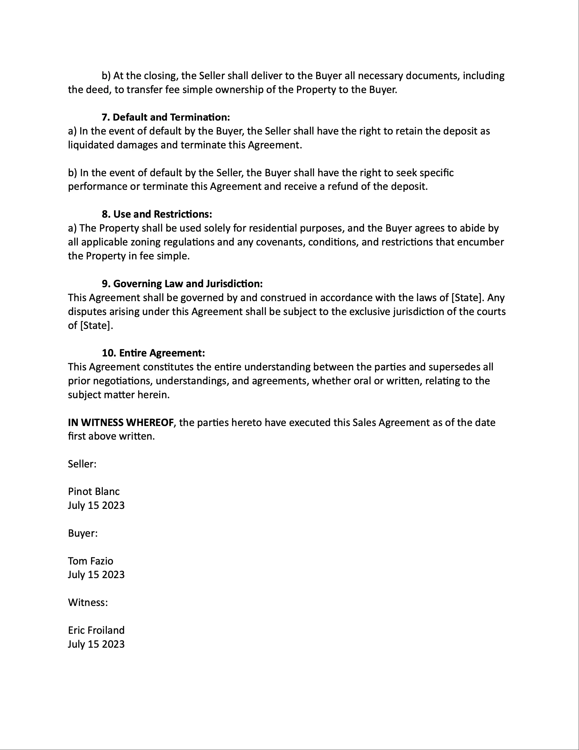 Page 2 Sales Agreement